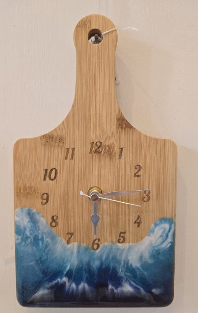 Bamboo Wall Clock with Ocean Resin - Image 8