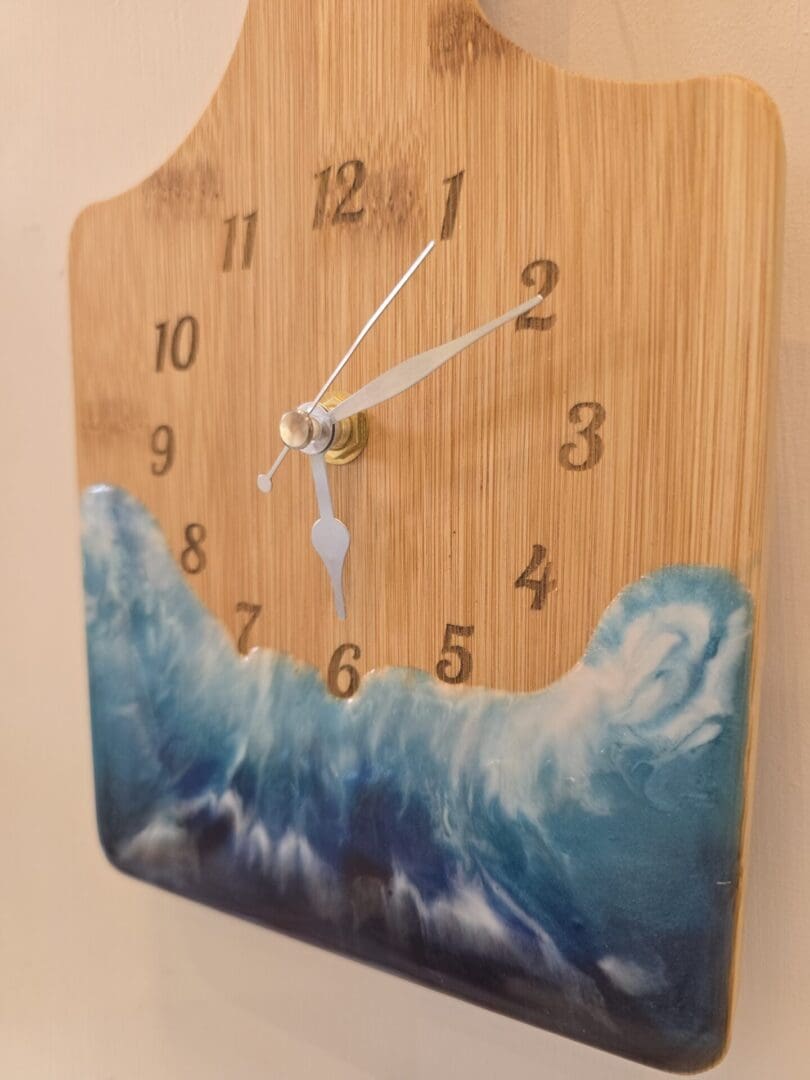 Bamboo Wall Clock with Ocean Resin - Image 7