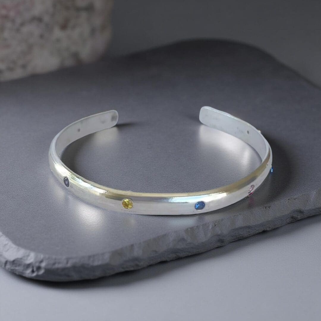 Artisan Silver Cuff With Cubic Zirconia