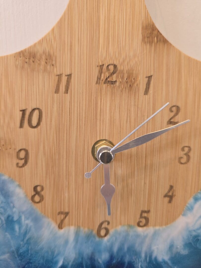 Bamboo Wall Clock with Ocean Resin - Image 2