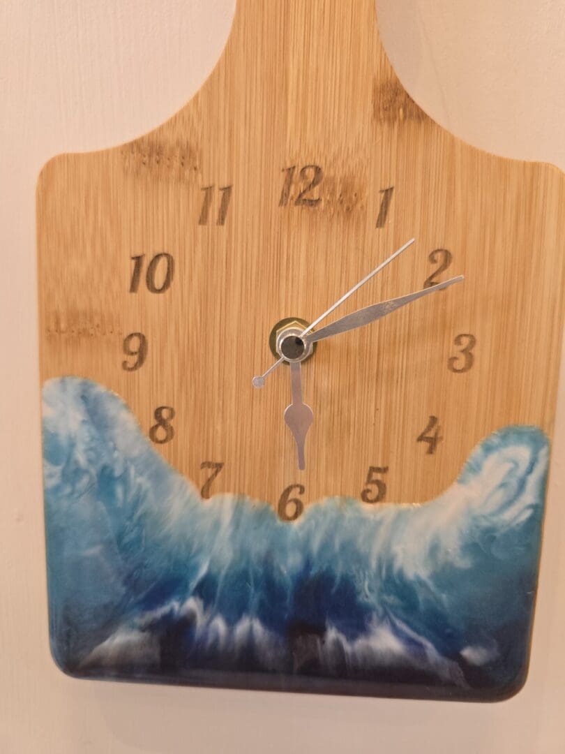 Bamboo Wall Clock with Ocean Resin - Image 3