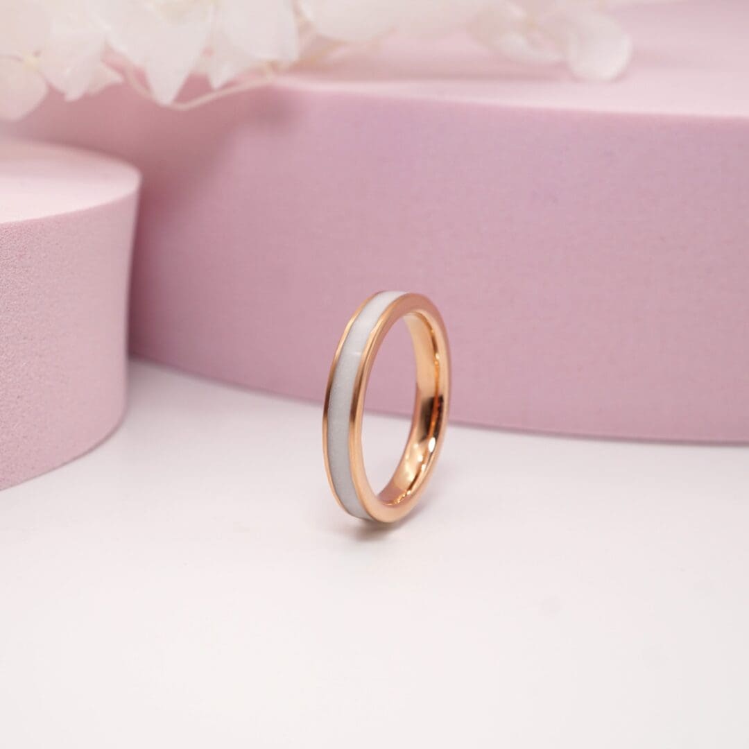 Narrow 3.2mm Breastmilk Keepsake Ring, Available in Gold or Rose Gold Tungsten Carbide - Image 6