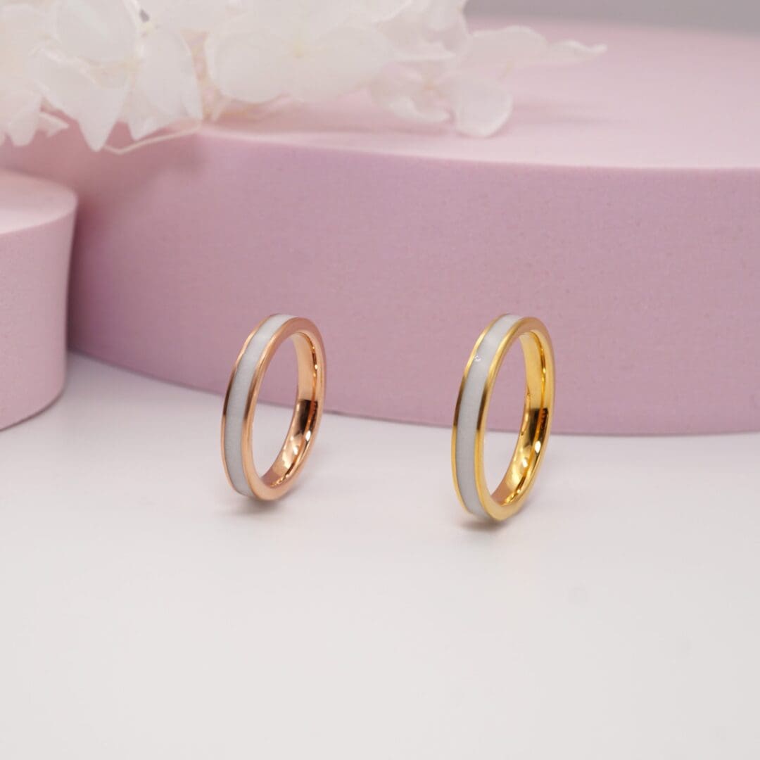 Narrow 3.2mm Breastmilk Keepsake Ring, Available in Gold or Rose Gold Tungsten Carbide - Image 7