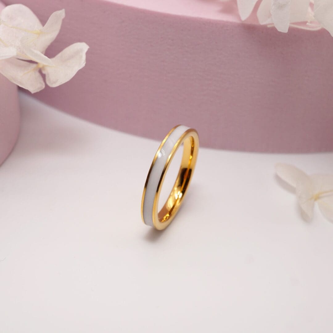 Narrow 3.2mm Breastmilk Keepsake Ring, Available in Gold or Rose Gold Tungsten Carbide