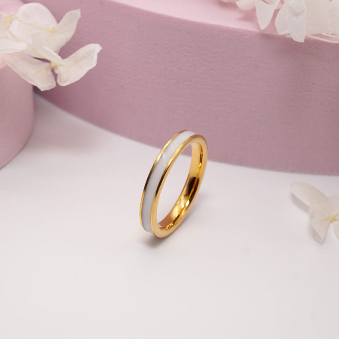 Narrow 3.2mm Breastmilk Keepsake Ring, Available in Gold or Rose Gold Tungsten Carbide - Image 5