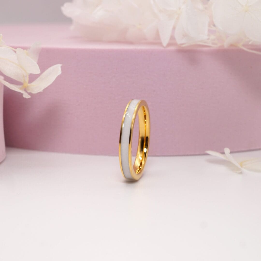 Narrow 3.2mm Breastmilk Keepsake Ring, Available in Gold or Rose Gold Tungsten Carbide - Image 3