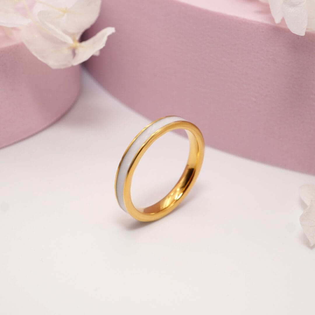 Narrow 3.2mm Breastmilk Keepsake Ring, Available in Gold or Rose Gold Tungsten Carbide - Image 4