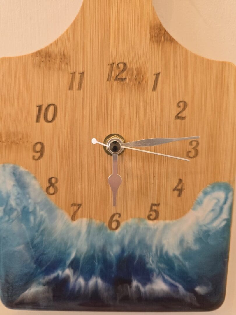 Bamboo Wall Clock with Ocean Resin - Image 4