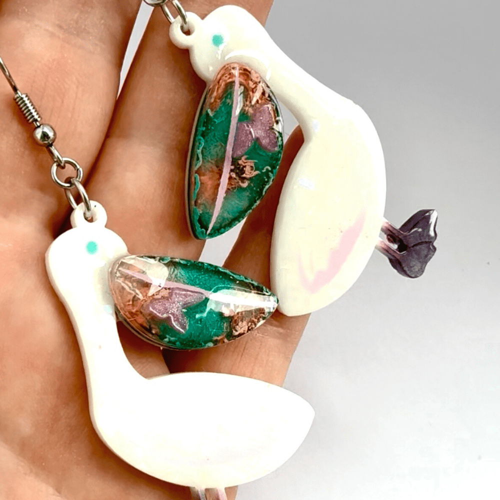 Pelican Party Pastel Earrings – Bold Resin Birds for Wild Souls - Image 7