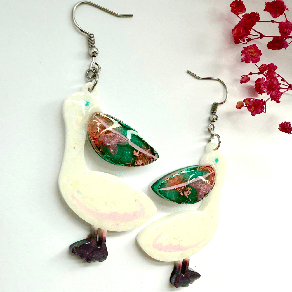 Pelican Party Pastel Earrings – Bold Resin Birds for Wild Souls - Image 5