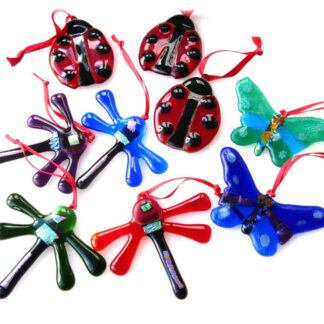 fused glass bug ladybird dragonfly butterfly colour choice