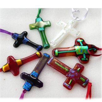 Fused Glass Cross Hanging Decoration £10-£12.50