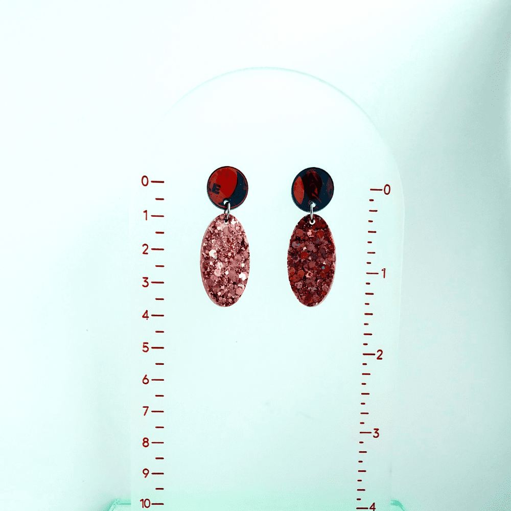 Pink Glitter Statement Earrings – Handmade Sparkle Jewellery - Image 3