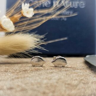 Small Silhouette Hedgehog Studs Handcrafted Recycled Sterling Silver Earrings
