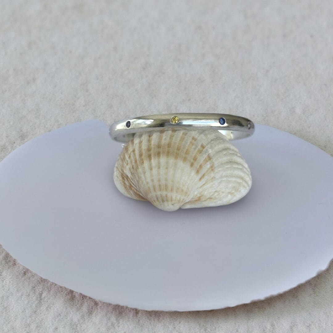 Artisan Silver Cuff With Cubic Zirconia - Image 3