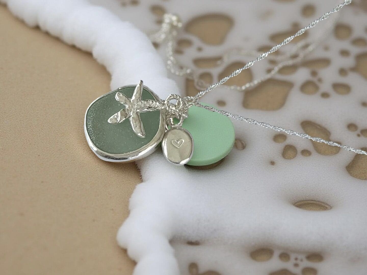 Ocean Sea Glass Charm Necklace