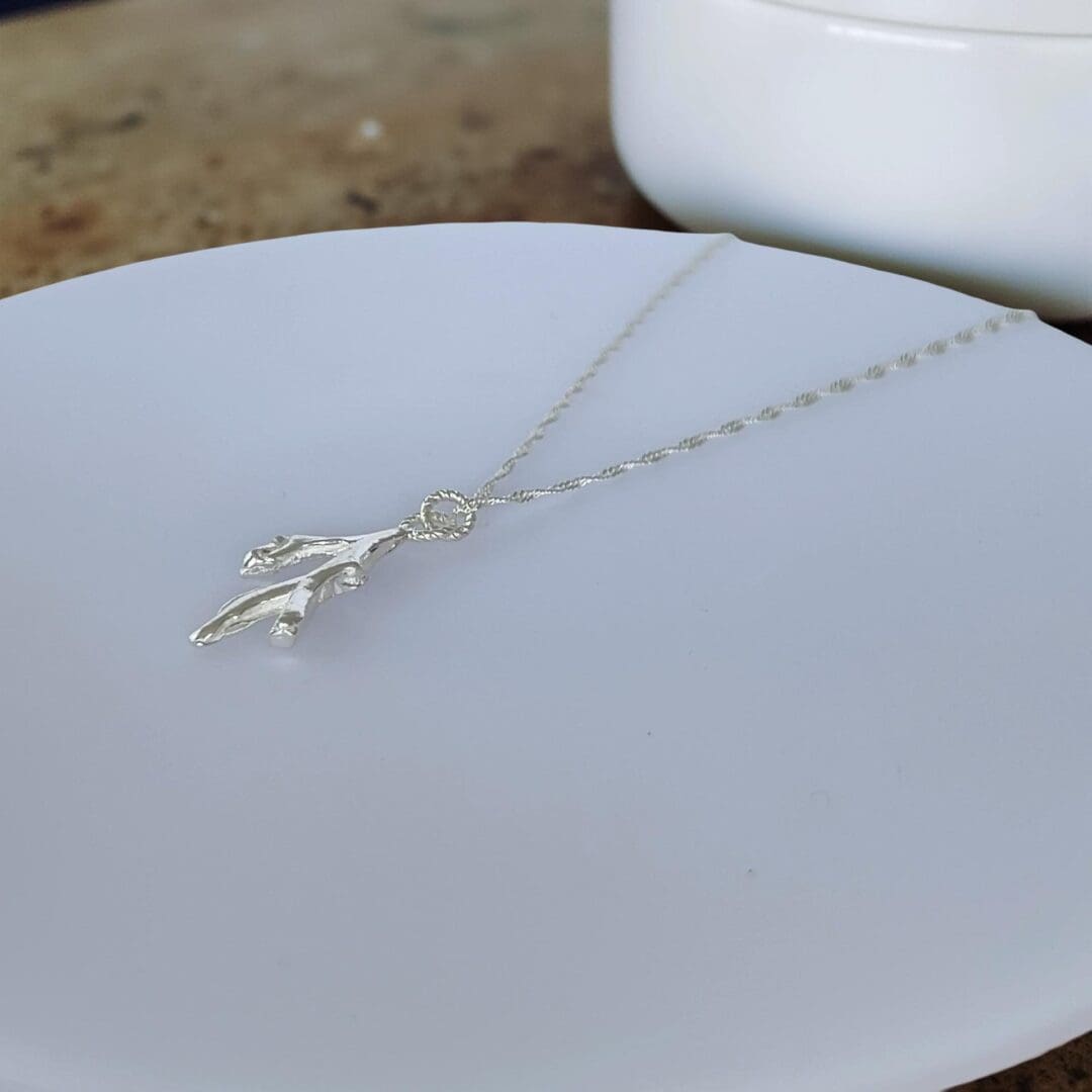 Ocean Seaweed Silver Necklace - Image 3