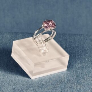 Sterling Silver Pink Cubic Zirconia Cocktail Ring - Size P