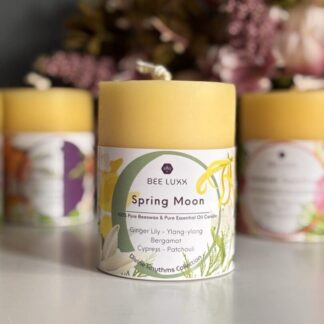 Spring Moon & Waxing Gibbous Candle| Pure Beeswax | Essential Oil Blend