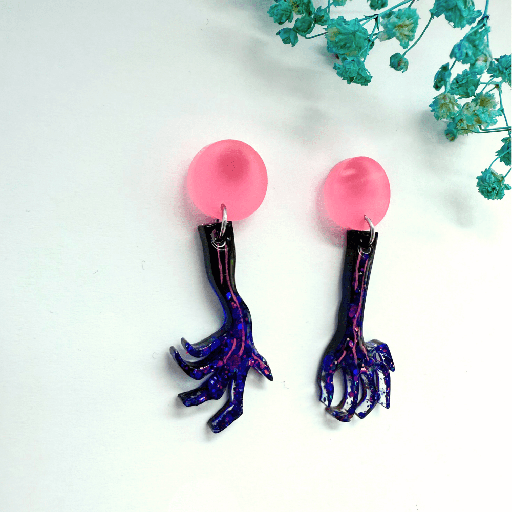 Spooky Zombie Claw Halloween Earrings – Gothic Alternative Jewellery - Image 9