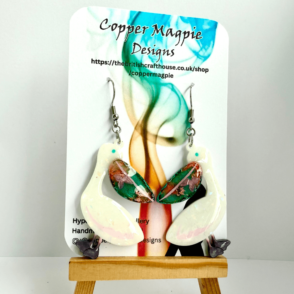 Pelican Party Pastel Earrings – Bold Resin Birds for Wild Souls - Image 2