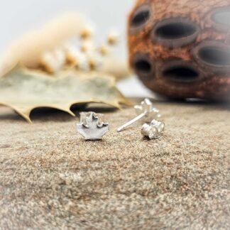 Maple Leaf Silhouette Stud Earrings Handcrafted in Recycled Sterling Silver
