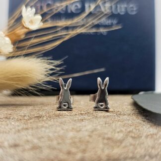 Bunny Rabbit Studs Handcrafted Recycled Sterling Silver Earrings