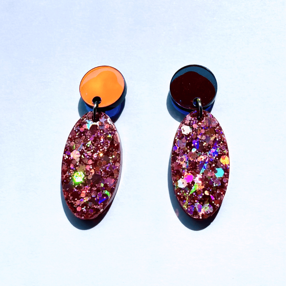 Pink Glitter Statement Earrings – Handmade Sparkle Jewellery - Image 6