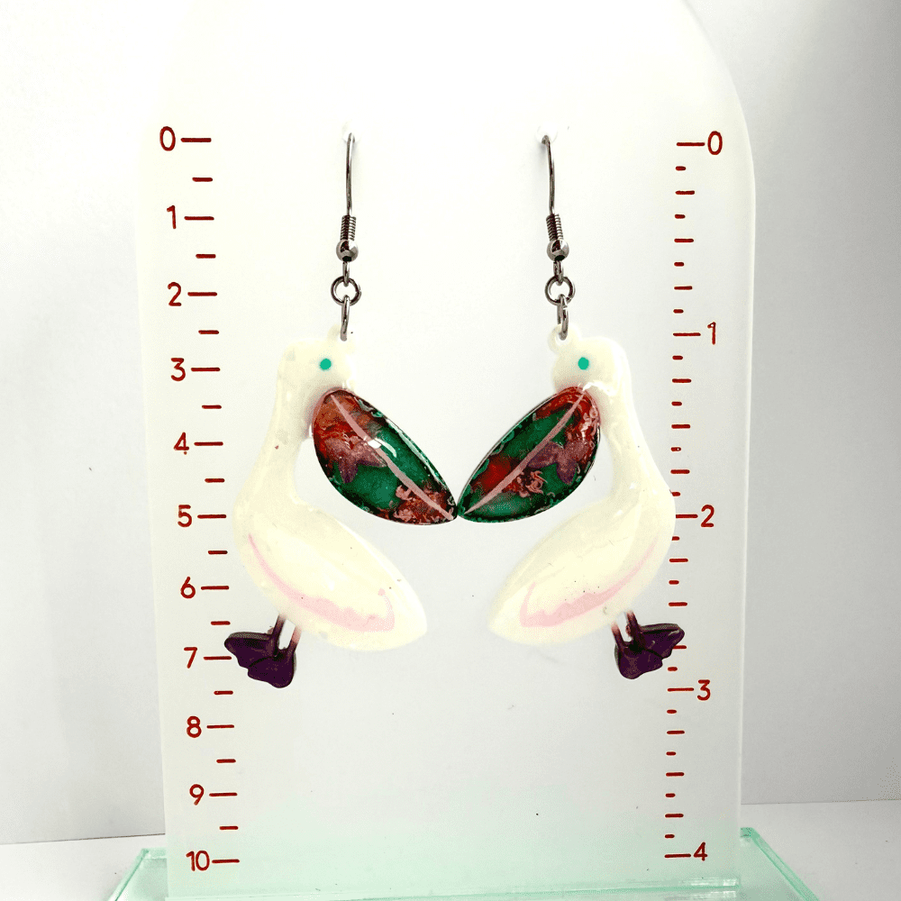 Pelican Party Pastel Earrings – Bold Resin Birds for Wild Souls - Image 3