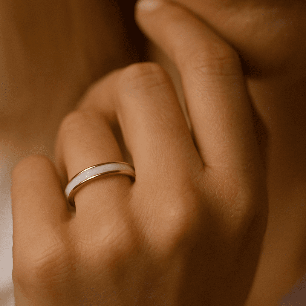 Narrow 3.2mm Breastmilk Keepsake Ring, Available in Gold or Rose Gold Tungsten Carbide - Image 2