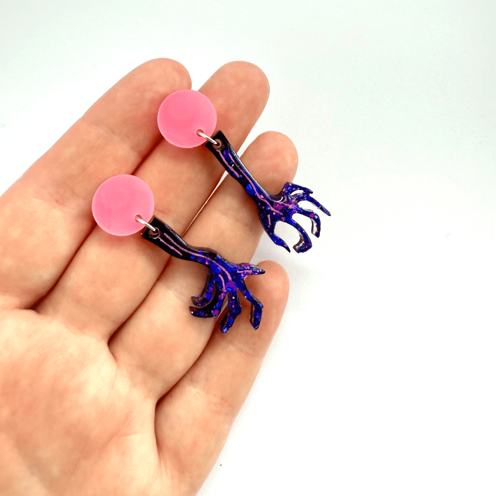 Spooky Zombie Claw Halloween Earrings – Gothic Alternative Jewellery - Image 7