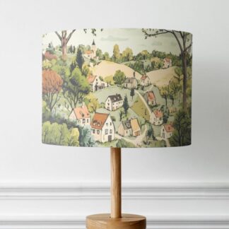 'Cotswolds' Print Lampshade - English Countryside Illustrative lightshade