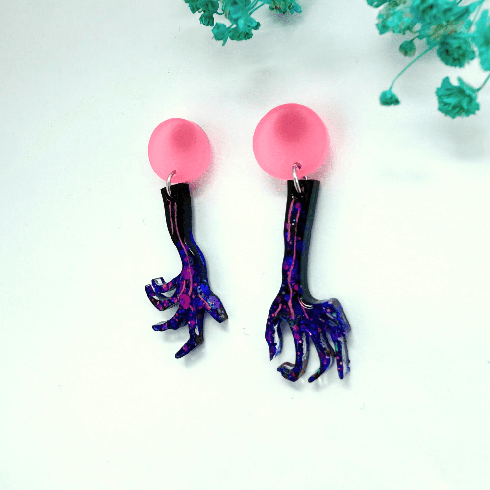 Spooky Zombie Claw Halloween Earrings – Gothic Alternative Jewellery - Image 3