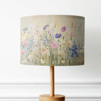 Floral Wildflower Print Lampshade - Soft Pastel Tone Lightshade
