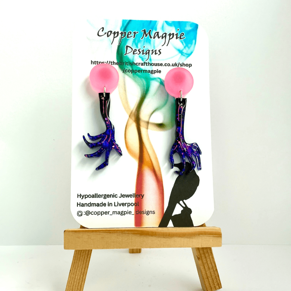 Spooky Zombie Claw Halloween Earrings – Gothic Alternative Jewellery - Image 4