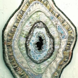 Original Art Geode with crushed glass and rhinestones. Textile Art. Minerals. Resin Art.