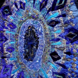 Sapphire wall hanging,Geode textile art crushed glass and rhinestones. Textile Art. Minerals. Resin Art. Amethyst