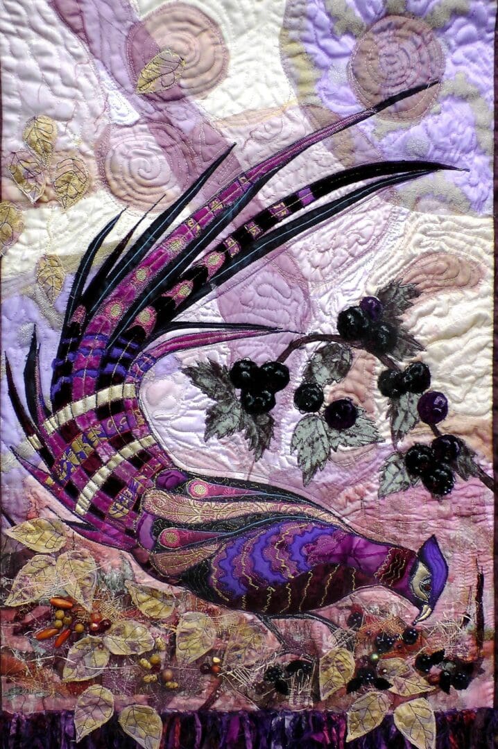 SOLD. Do not purchase. Commission piece only. Please message me with your colour choices. Pheasant wall hanging. Purple and pink