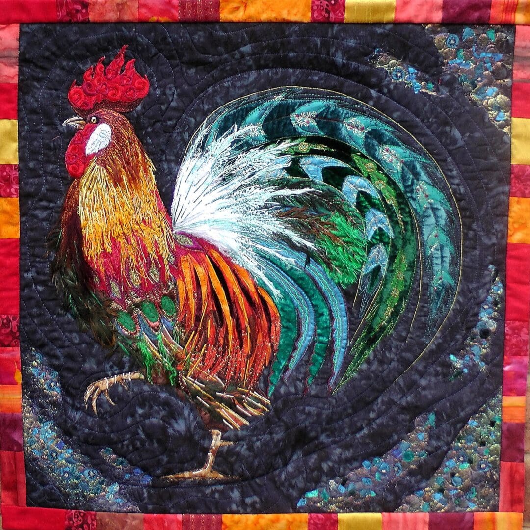 Original Art Rooster. Cockerel, Farm Animal, Wildlife, Colourful Bird.