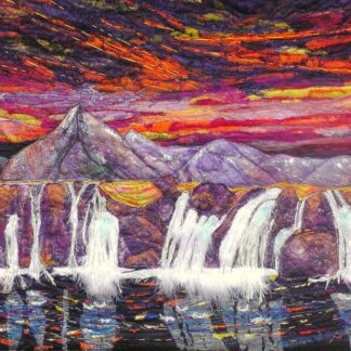 Original Art Waterfalls, Textile art, landscape waterfalls, wall hanging, fabric wall art