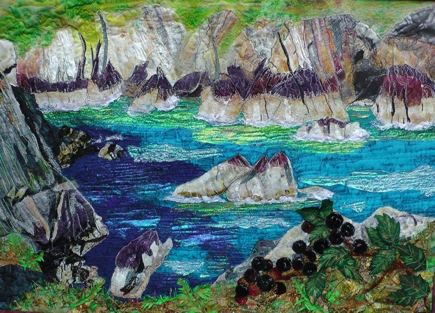 Original Art Beautiful textile seascape. Pembrokeshire coastal