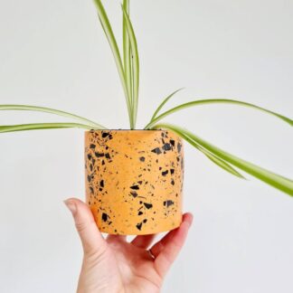 Handmade Terrazzo Plant Pot: Orange & Black Speckled Planter