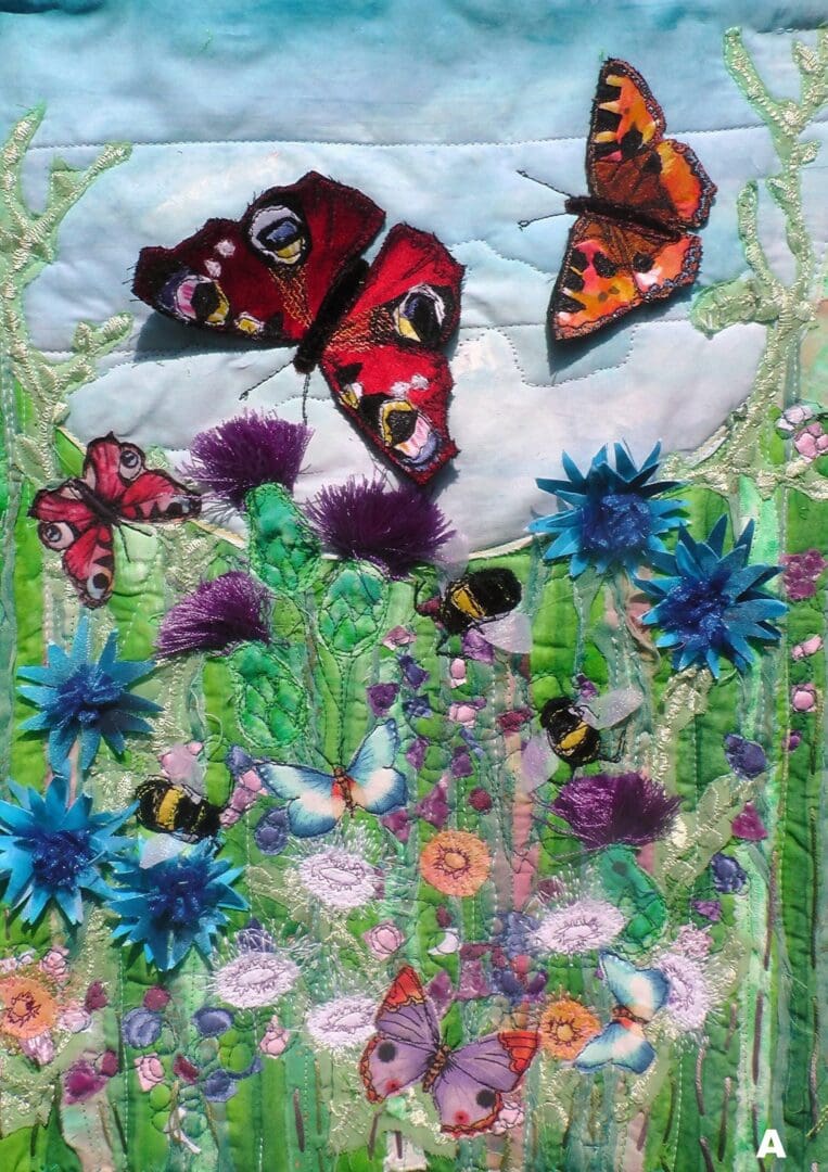 Original Art Wild Flowers. Butterflies. Bees. Hay Meadow. Price is for one piece. Please state A or B when purchasing.