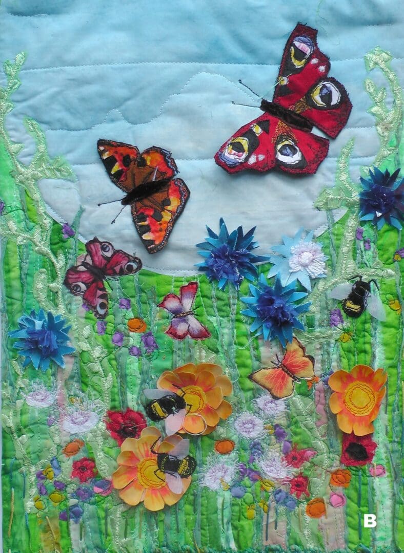 Original Art Wild Flowers. Butterflies. Bees. Hay Meadow.
