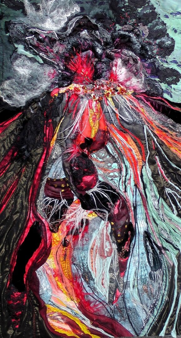 Original Art Volcano, Lava flow, Erupting Volcano