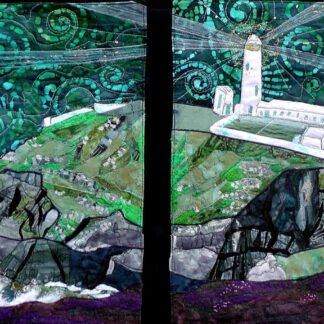 Original Art Lighthouse, Anglesey, crashing sea, Welsh coast, diptych