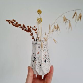Handmade Terrazzo Vase: Geometric Jesmonite Pen Pot