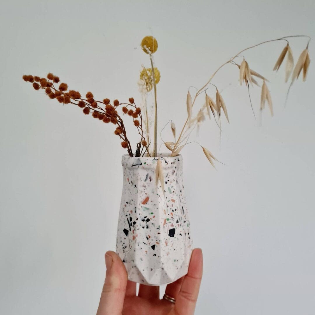 Handmade Terrazzo Vase: Geometric Jesmonite Pen Pot