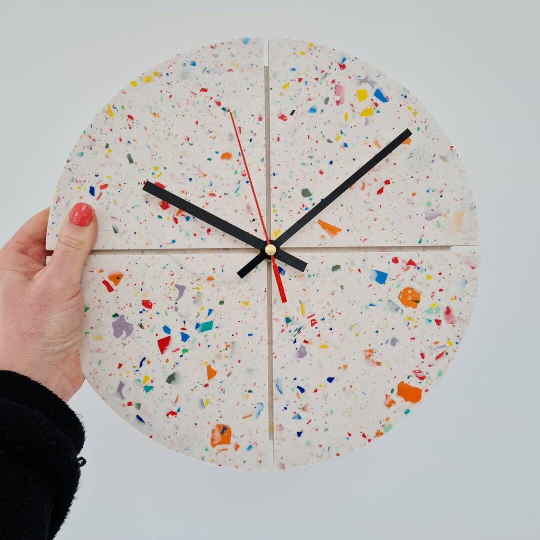 Rainbow Terrazzo Wall Clock, Hanging Clock, Decorative Clock, Jesmonite Clock, House Clock, Clock Gift, New Home Gift, Handmade Clock,