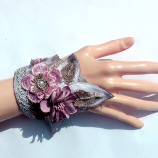 Textile art Cuff Bracelets. Textile bracelet. Embroidered jewellery. Bridesmaids.